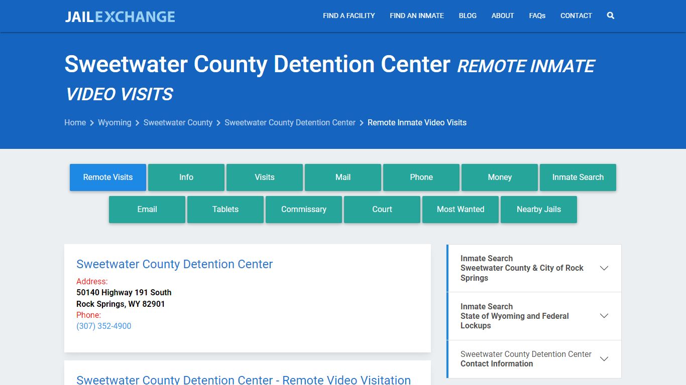 Video Visitation - Sweetwater County Detention Center, WY - Jail Exchange