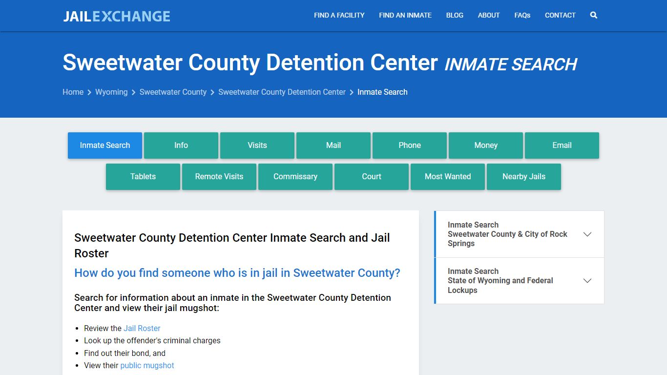 Sweetwater County Detention Center Inmate Search - Jail Exchange